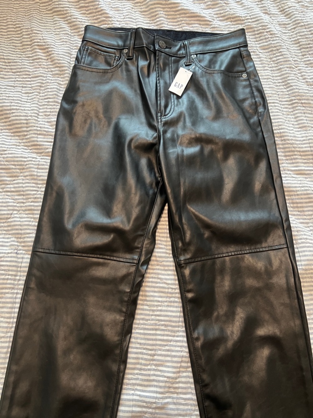 New GAP Black Faux Leather Wide Leg Pants NWT